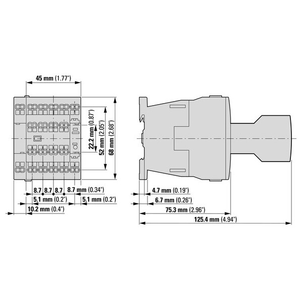 Contacts auxiliaires, 2 pôles, ith= 16 a, 1 f, 1 o, bornes push-in, dilm7-dilm15 (dilm12-xhi11-pi) - Eaton - 199456