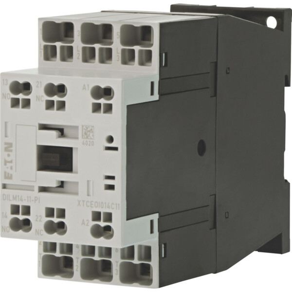 Contacteur puissance, 3, 380-400v 5.5kw, 1 f, 1 o, 220v 50/60hz, bornes push-in (dilm14-11(220v50/60hz)-pi) - Eaton - 199665