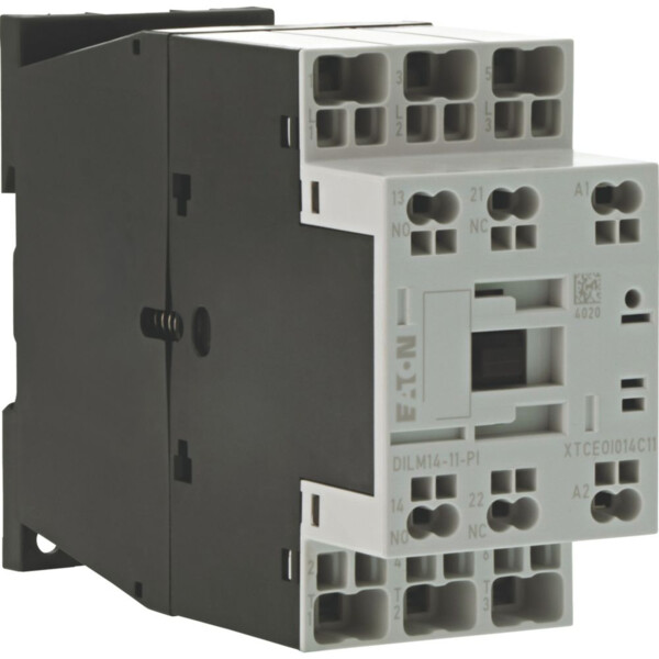 Contacteur puissance, 3, 380-400v 5.5kw, 1 f, 1 o, 220v 50/60hz, bornes push-in (dilm14-11(220v50/60hz)-pi) - Eaton - 199665