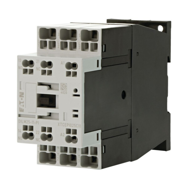 Contacteur puissance, 3, 380-400v 11kw, 1 f, 1 o, 230v 50/60hz, bornes push-in (dilm25-11(230v50/60hz)-pi) - Eaton - 199668