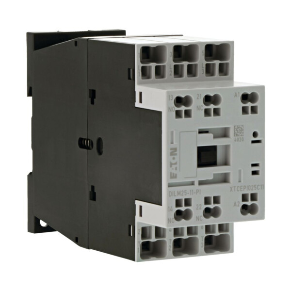 Contacteur puissance, 3, 380-400v 11kw, 1 f, 1 o, 230v 50/60hz, bornes push-in (dilm25-11(230v50/60hz)-pi) - Eaton - 199668