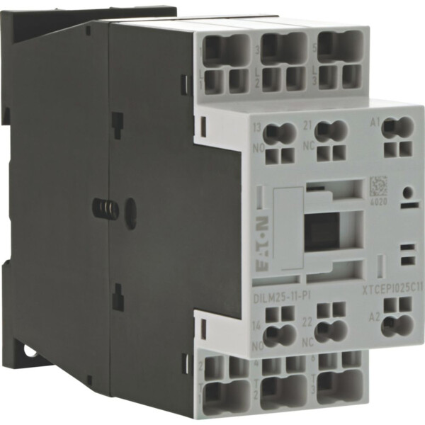 Contacteur puissance, 3, 380-400v 11kw, 1 f, 1 o, 220v 50/60hz, bornes push-in (dilm25-11(220v50/60hz)-pi) - Eaton - 199669