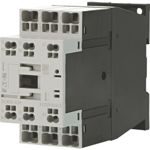 Contacteur puissance, 3, 380-400v 11kw, 1 f, 1 o, 220v 50/60hz, bornes push-in (dilm25-11(220v50/60hz)-pi) - Eaton - 199669