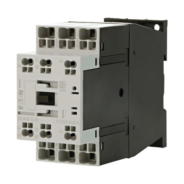 Contacteur puissance, 3, 380-400v 18.5kw, 1 f, 1 o, 230v 50/60hz, bornes push-in (dilm38-11(230v50/60hz)-pi) - Eaton - 199672
