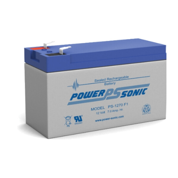 Batterie Powersonic  7Ah  12 Volts  Dim pour systèmes intrusions - Elkron - UPS1270GB