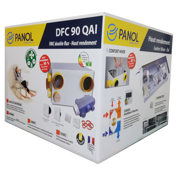Kit VMC double flux Eoliance DFC 90 QAI haut rendement 4 sanitaires - Eoliance Habitat - 911690