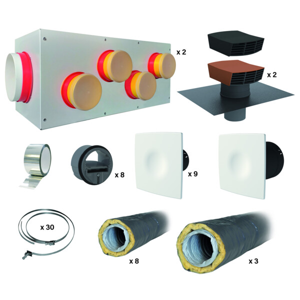 Kit accessoires Eoliance pour VMC double flux Kalix 90 avec gaines pvc isolées - Eoliance Habitat - 913108