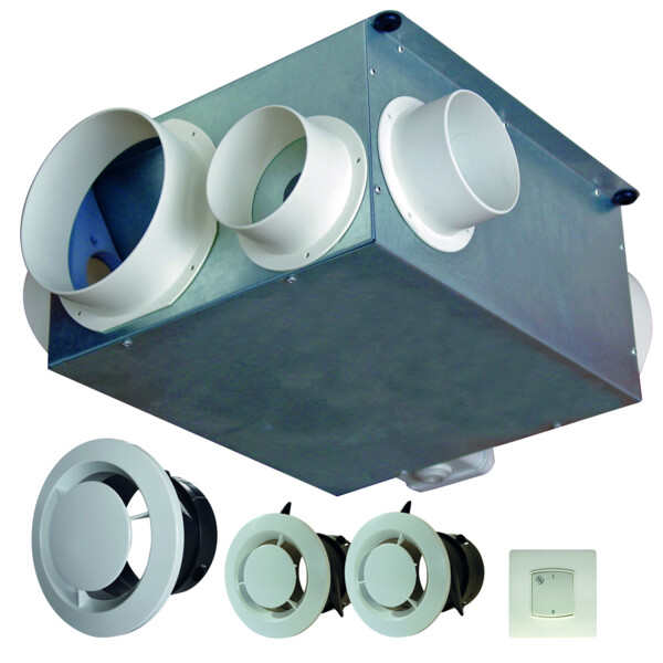 Kit VMC simple flux Eoliance AUTOCOMUT Compact jusqu'à 3 sanitaires - Eoliance Habitat - 911522