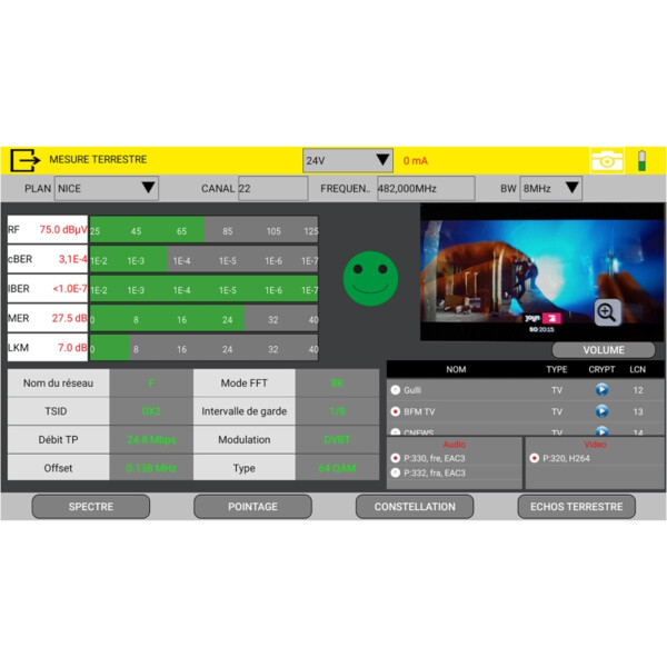 Mesureur de champs NUMERIQUE HD terrestre et satellite (Ecran 9'' tactile) - Evicom - MREX9