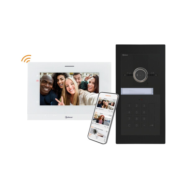 Kit vidéo WiFi encastré PMR SUPRA inox noir 1 appel + clavier moniteur ART7W - Golmar - GSU5113/ART7W/B