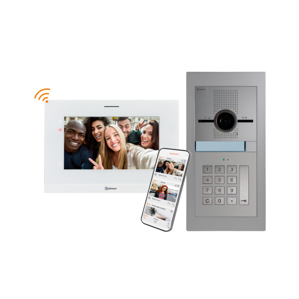 Kit vidéo WiFi encastré PMR SUPRA inox 1 appel + clavier avec moniteur ART7W - Golmar - GSU5113/ART7W