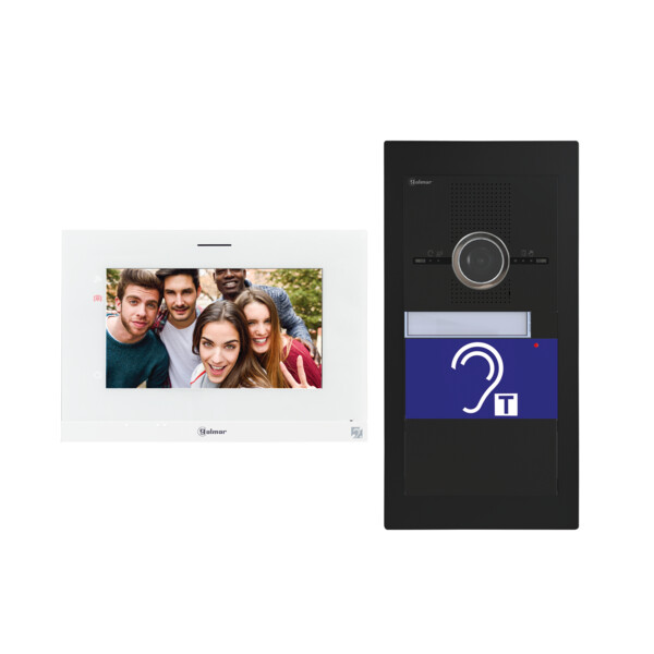 Kit vidéo encastré ERP 7'' SUPRA inox noir 1 appel, avec moniteur ART7H - Golmar - GSUERP/ART7H/B