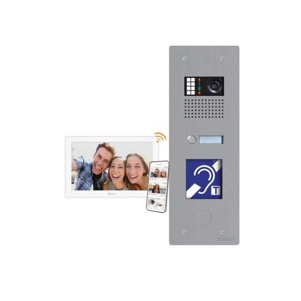 Kit vidéo IP encastré ERP GTX Inox 1 appel avec moniteur  7'' EDGE7W Wi-Fi - Golmar - GTXIPERP/EDGE7W