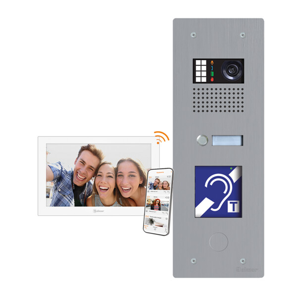 Kit vidéo IP encastré ERP GTX Inox 1 appel avec moniteur  7'' EDGE7W Wi-Fi - Golmar - GTXIPERP/EDGE7W