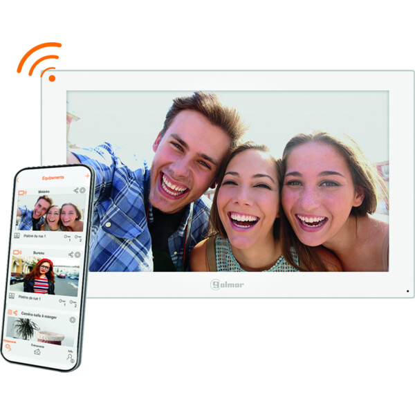 Kit vidéo CLIP 1 appel avec moniteur WiFi EDGE 7'' blanc (mémoire + QR Code) - Golmar - GC5110/EDGE7W