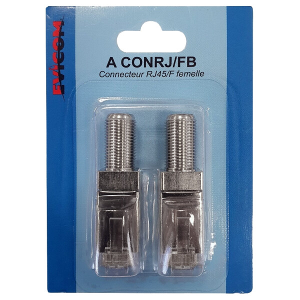 Adaptateur rj45 vers F Balun - sous blister (2 pièces) - Evicom - ACONRJ/FB
