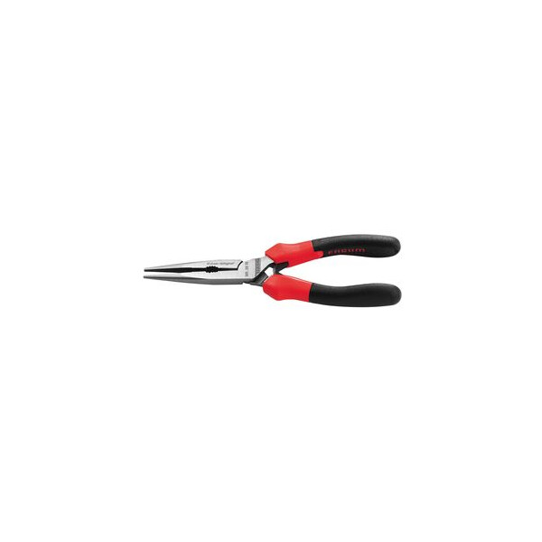 Pince à becs droits demi-ronds 75 mm - vernie, gaine ergonomique, ressort de rappel - Facom - 185.20TE