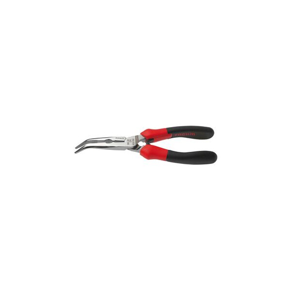 Pince à becs coudés demi-ronds 70 mm - chromée, gaine ergonomique, ressort de rappel - Facom - 195.20CPE