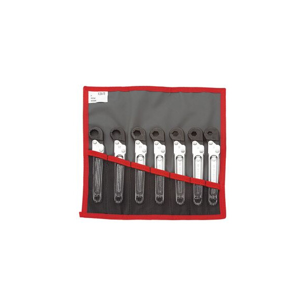 Jeu de clés à tuyauter à cliquet métriques de 7 à 13 mm en trousse - Facom - 70A.JE7T