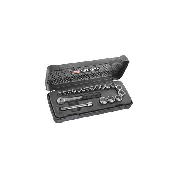 Coffret de douilles 3/8" 12 pans de 7 à 24 mm - Facom - J.420E