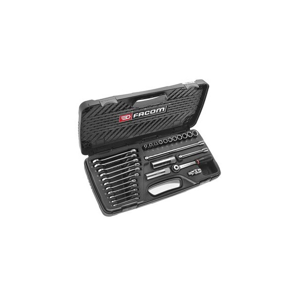 Coffret de douilles 3/8" 6 pans, douilles bougies, clés et accessoires - Facom - J.447E