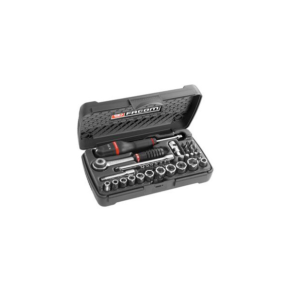 Coffret de douilles 1/4" 6 pans de 5,5 à 14 mm et embouts - Facom - R.2A