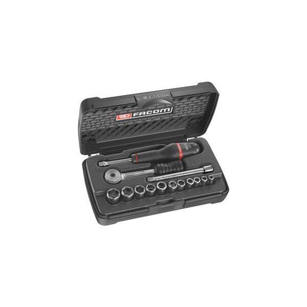 Coffret de douilles 1/4" 6 pans de 3/16" à 9/16" - Facom - R.418AU