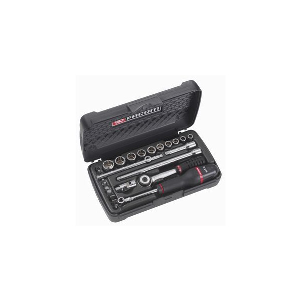 Coffret de douilles 1/4" 12 pans de 7/32" à 9/16" et embouts pouces - Facom - R.425AUP