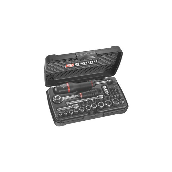 Coffret de douilles 1/4" 6 pans de 7/32" à 9/16" et embouts pouces - Facom - R.427UP