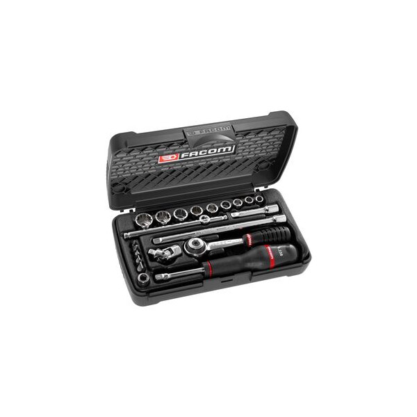 Coffret de douilles 1/4" 12 pans de 7/32" à 9/16" et embouts - Facom - RB.425UP