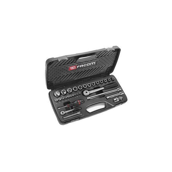 Coffret de douilles 1/4" et 1/2" 6 pans de 5 à 24 mm - Facom - RS.430E