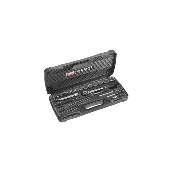 Coffret de douilles 1/4" et 1/2" 6 pans de 5,5 à 32 mm et embouts - Facom - RS.440E
