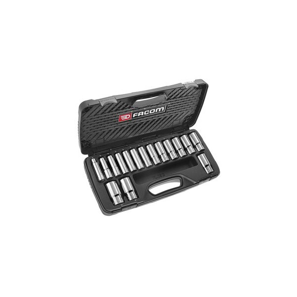 Coffret de douilles 1/2" métriques longues de 12 à 32 mm - Facom - S.405E
