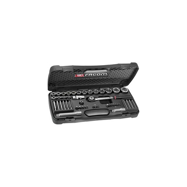 Coffret de douilles 1/2" 6 pans de 8 à 32 mm et embouts - Facom - S.900