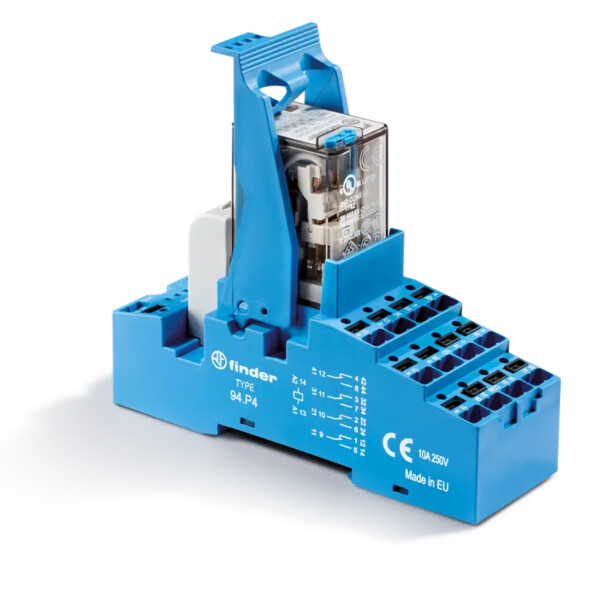 Interface 4RT 6A 24V DC, étrier métal, Push-in, indic méca, IECEx, ATEX - Finder - 461991