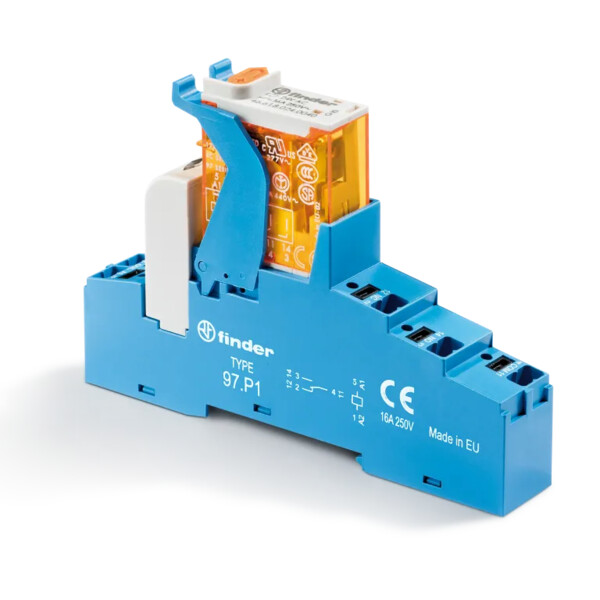 Interface 1RT 10A 24V DC, étrier plastique, Push-in,sortie d'automate,AgNi + Au - Finder - 420202