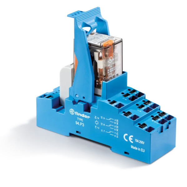 Interface 3RT 10A 24V DC, étrier plastiq, Push-in, LED + diode - Finder - 461915