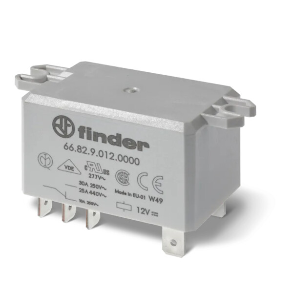 Relais de puissance 2NO 30A 24V DC, patte de fixation, Faston 250, AgSnO2, ATEX - Finder - 464060