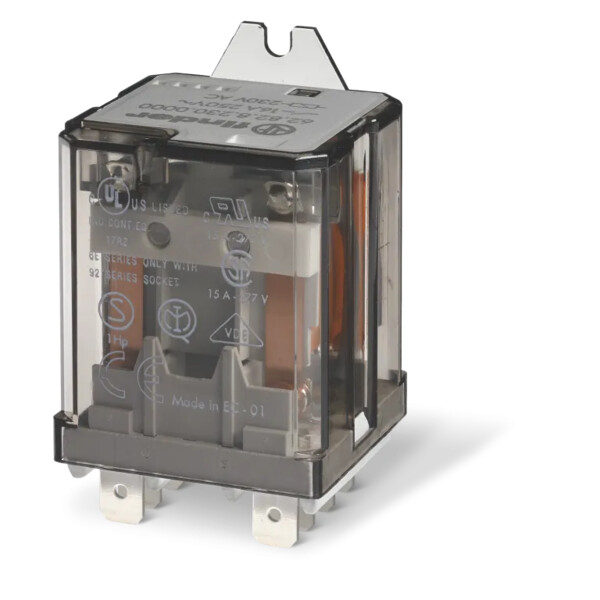 Relais de puissance 2NO 16A 230V AC, interval contact ≥ 3mm, Faston 250, AgSnO2 - Finder - 344324