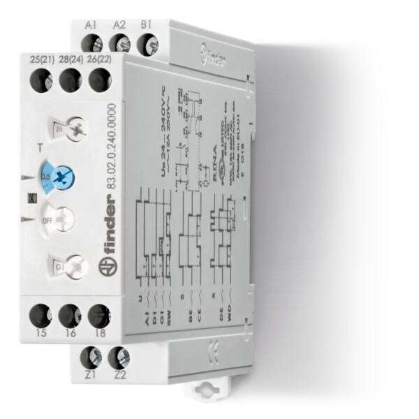 Tempo multifonction multitension 2RT 10A 24-240VAC/DC, de 0,05s à 10jrs IECEx - Finder - 438122
