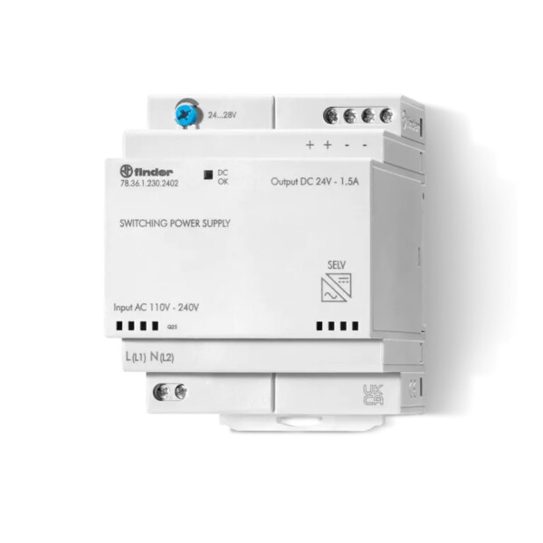 Alimentation 1,7A IN : 110 à 240V AC, OUT : 24V DC 36W, TBTS - Finder - 449241