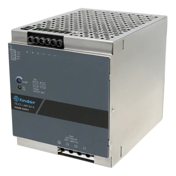 Alimentation triphasée Premium 40A 960W, entrée 380...480V AC, sortie 24V DC - Finder - 465876