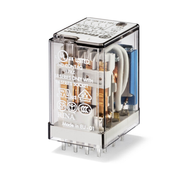 Relais industriel 4rt 7a 24v ac, agni + au (551480245000) - Finder - 22888