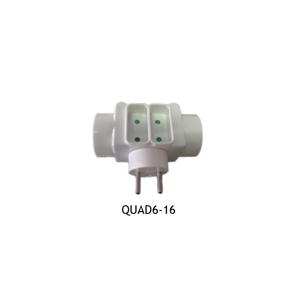 Prise électrique 2 x 2 P+T 16 A 2 x 2P 6 A Blanche Quadriplite Franelec - Franelec - QUAD6-16