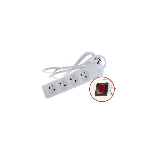 Bloc multiprise blanc - 4 entrées - 3x1mm² - 1,5 mètre - interrupteur - Franelec - Franelec - BM4_1.0SW