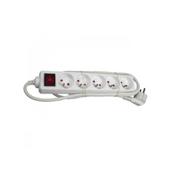 Bloc multiprise blanc - 5 entrées - 3x1mm² - 1,5 mètre - interrupteur - Franelec - Franelec - BM5_1.0SW