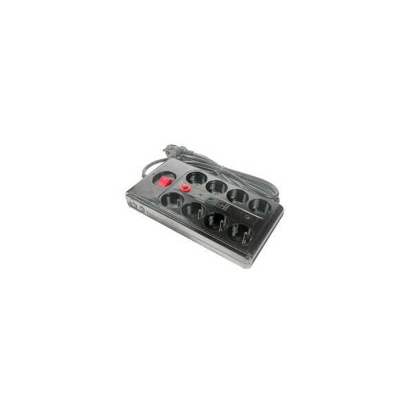 Bloc multiprises Franelec parasurtenseur et parafoudre - 8 entrées avec filtre, connectiques TV, téléphone - 3x1,5mm² - 1,5 mètre - noir - Franelec - BM8_PSW_NTTV