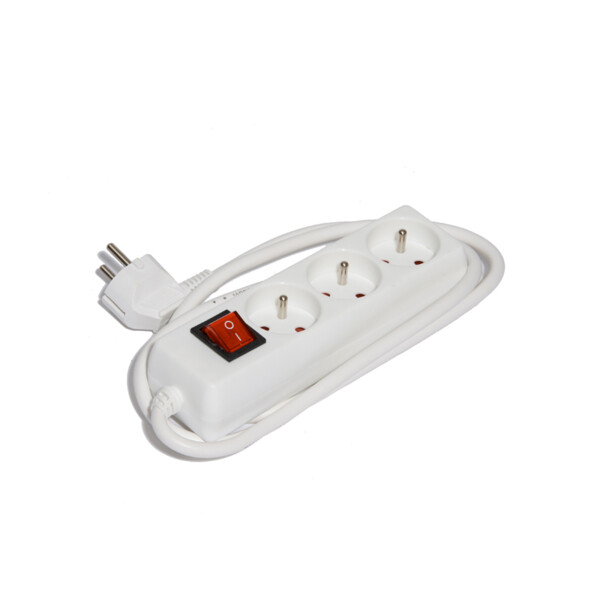 Bloc Multiprise Generix Blanc 3 Prises – avec Interrupteur – Câble HO5VVF 3G1,5 – 1,5 m - Generix - 0232226B