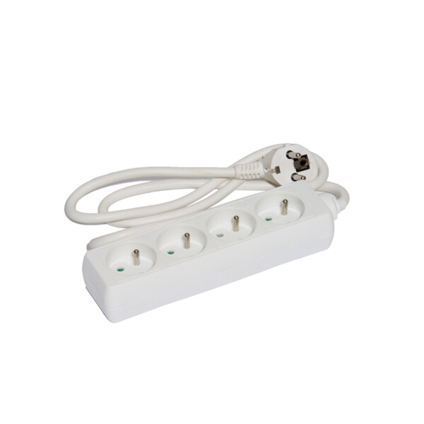 Bloc 4 prises domestique blanc - 1,5m de câble HO5VVF 3G1 - IP20 - Generix - 0232207B
