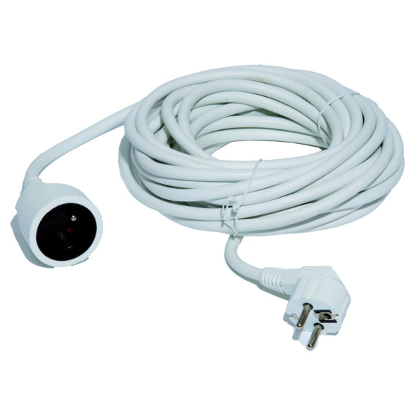 Prolongateur Rallonge domestique Generix - 1 sortie - 2P+T - 3m HO5VVF 3G1,5 - 230V - 16A - 3680W - IP20 - Blanc - Generix - 0232213